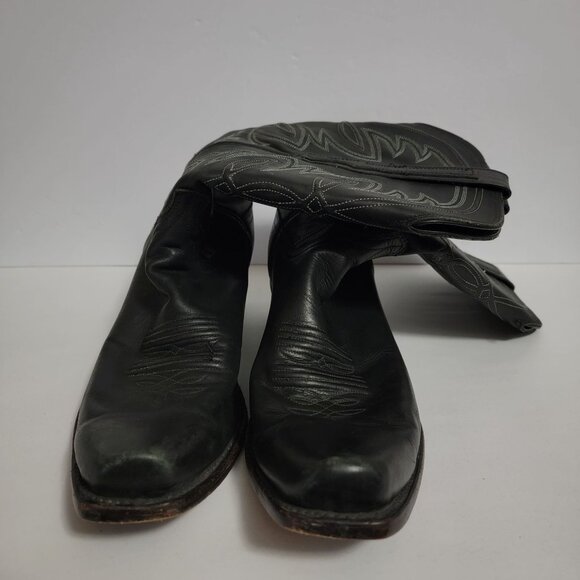 Lucchese Bootmaker Mens Black Leather Western Cowboy Rodeo Boots 9 D N96167 - Picture 11 of 13